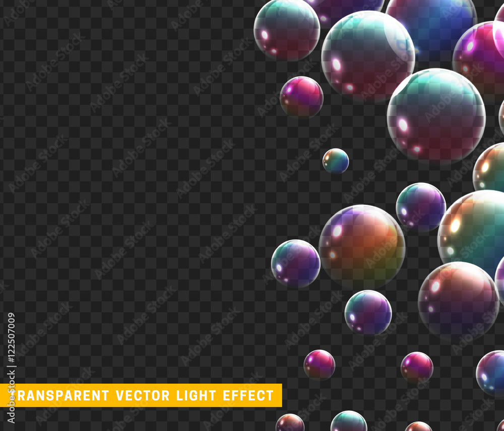 Bubbles soap realistic set isolated with transparent background vector ...