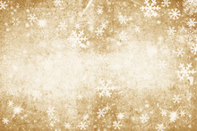 Gold Grunge Illustration Of A Winter Background With Snowflakes