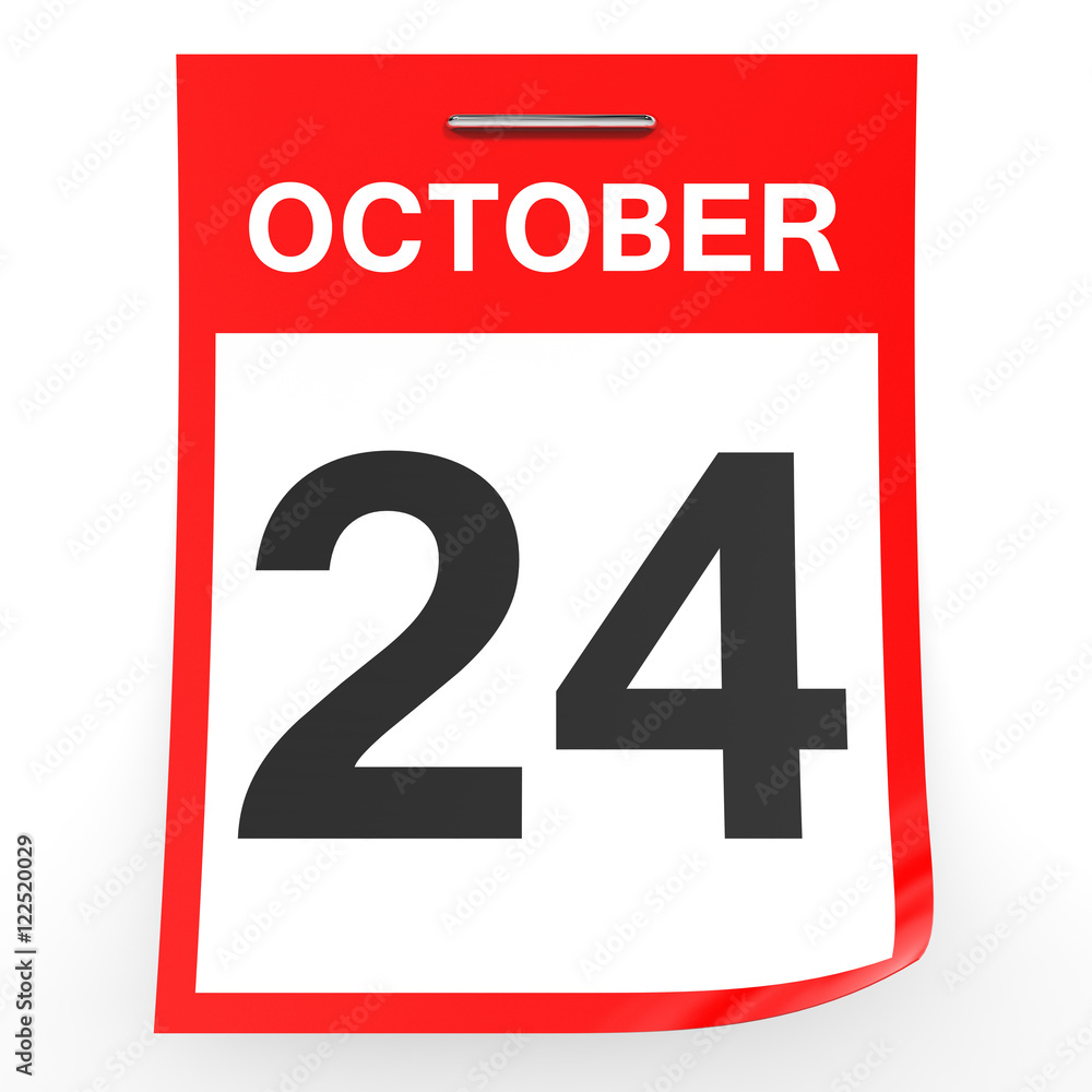 October 24. Calendar on white background.