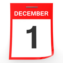 December 1. Calendar On White Background.