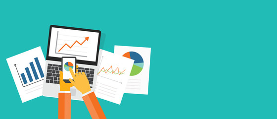 Aufkleber - flat vector business investment and finance banner concept and   paper graph  report