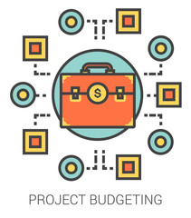 Wall Mural - Project budgeting line icons