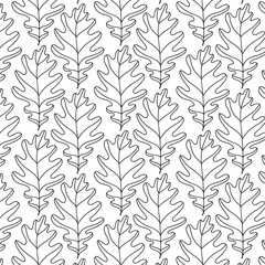 Simple elegant pattern with leaves drawn in thin lines in black. Seamless vector texture for web, print, wallpaper, wrapping paper, fall fashion decor, card invitation or website background