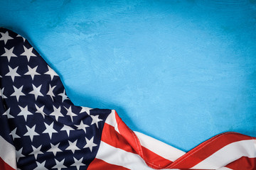 USA flag on blue background