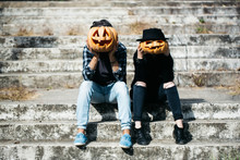 Halloween Couple With Pumpkin