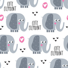 Seamless Elephant Pattern Vector Illustration