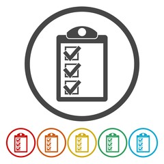 Canvas Print - Checklist clipboard icon. Round icon isolated on white background