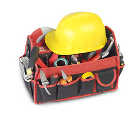 Canvas Print - Toolbox and hardhat