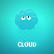 Cartoon happy cloud illustration with rain