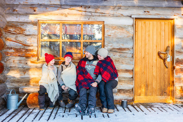 Sticker - Family outdoors on winter