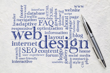 Poster - web design word cloud on paper