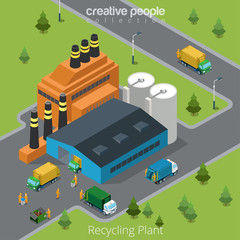 Wall Mural - Flat isometric garbage transport factory vector 3d city resource