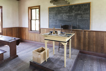 Interior Of A One Room Mennonite Schoolhouse, Mennonite Heritage Village, Steinbach, Manitoba, Canada 