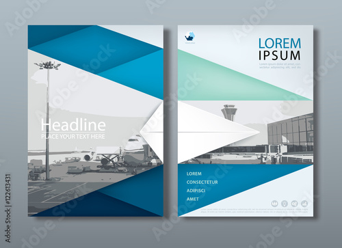 Fotografía Blue green flyer design template vector, Leaflet cover presentat