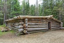 Log Cabin For Logging Camp Workers, Historically Known As A 'camboose Shanty', Algonquin Logging Museum, Algonquin Provincial Park, Ontario, Canada