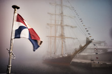 The Ship Is Moored In The Fog