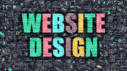 Wall Mural - Website Design in Multicolor. Doodle Design.