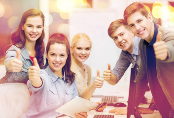 Wall Mural - students with computer monitor and tablet pc