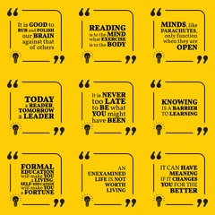 Wall Mural - Set of motivational quotes about reading, wisdom, intelligence,
