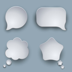 Wall Mural - Blank white 3D speech balloons vector template with shadow.