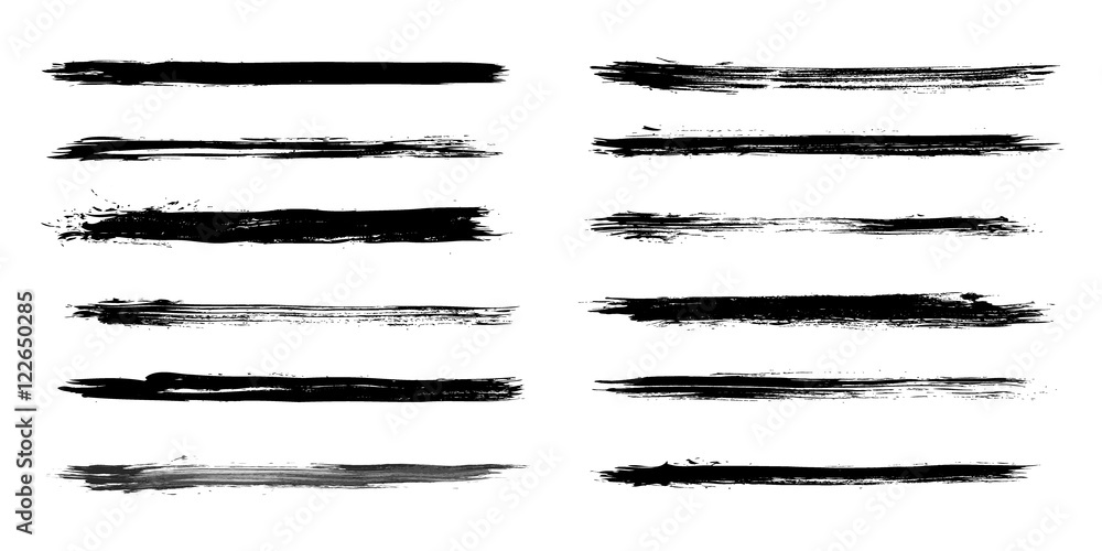 Set of grunge brush strokes in vector. - obrazy, fototapety, plakaty 