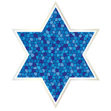Mosaic Jewish Star With Silver Frame