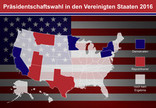 US Wahlen 2016 - Interaktive USA Landkarte (Vektor)