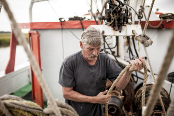 Wall Mural - Commercial fisherman at work