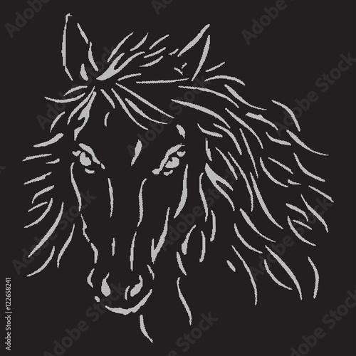 The White Horse S Head On A Black Background Monochrome Pixel Art Horse Logo Polo Sign Vector Illustration Stock Vector Adobe Stock adobe stock