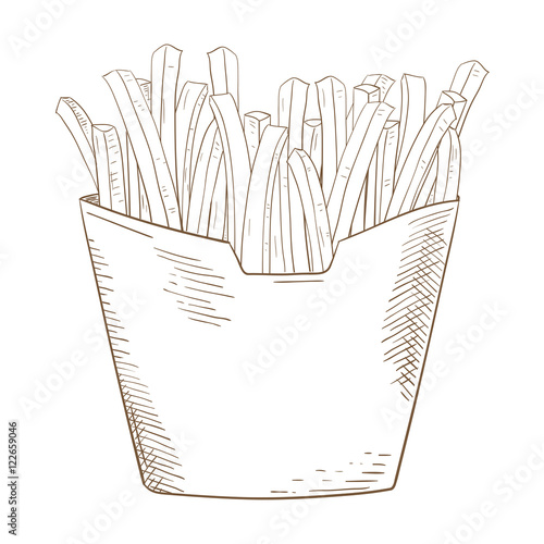 French fries sketch. Hand drawn sketch Stock Vector | Adobe Stock