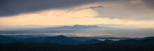 Panoramic View Of Sutter Butte Mountain Range At Sunset
