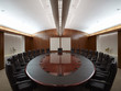 © Adrian Wilson - Oval boardroom table with empty chairs