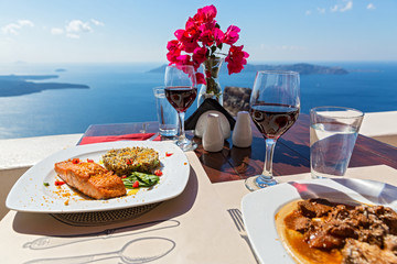 Meal for two  in Santorini