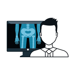 Sticker - X ray digital medical healthcare radiology and avatar man doctor. vector illustration