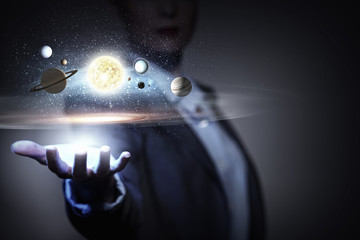 Wall Mural - system of planets . mixed media