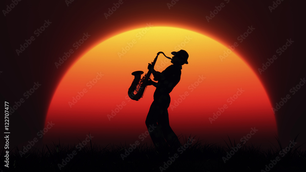 Man playing on saxophone - obrazy, fototapety, plakaty 