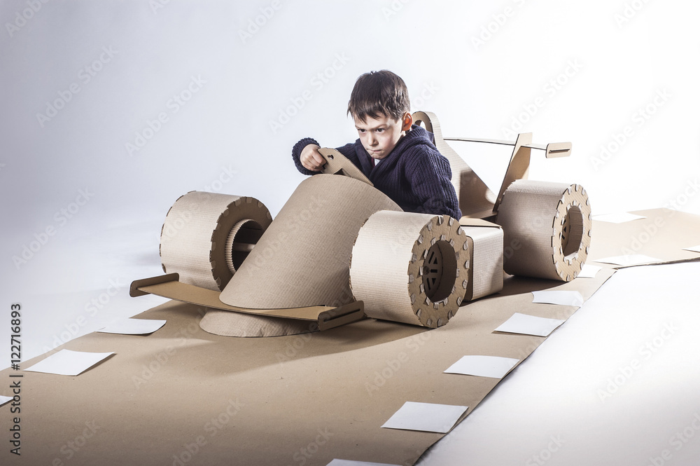 Cardboard racing car Stock Photo | Adobe Stock