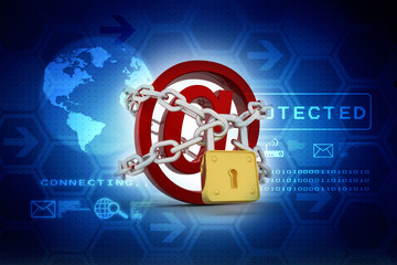 Canvas Print - 3d rendering E-mail symbol with lock. Internet security concept