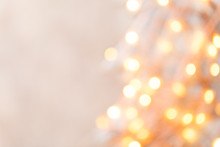 Defocused Christmas Tree Silhouette With Blurred Lights.
