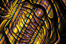 Abstract Glossy Texture. Stylish Fractal Backdrop In Orange, Yellow, Blue And Black Colors.