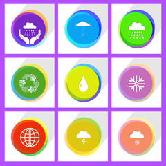 Poster - globe, recycle symbol, weather in hands, thunderstorm, drop, umb