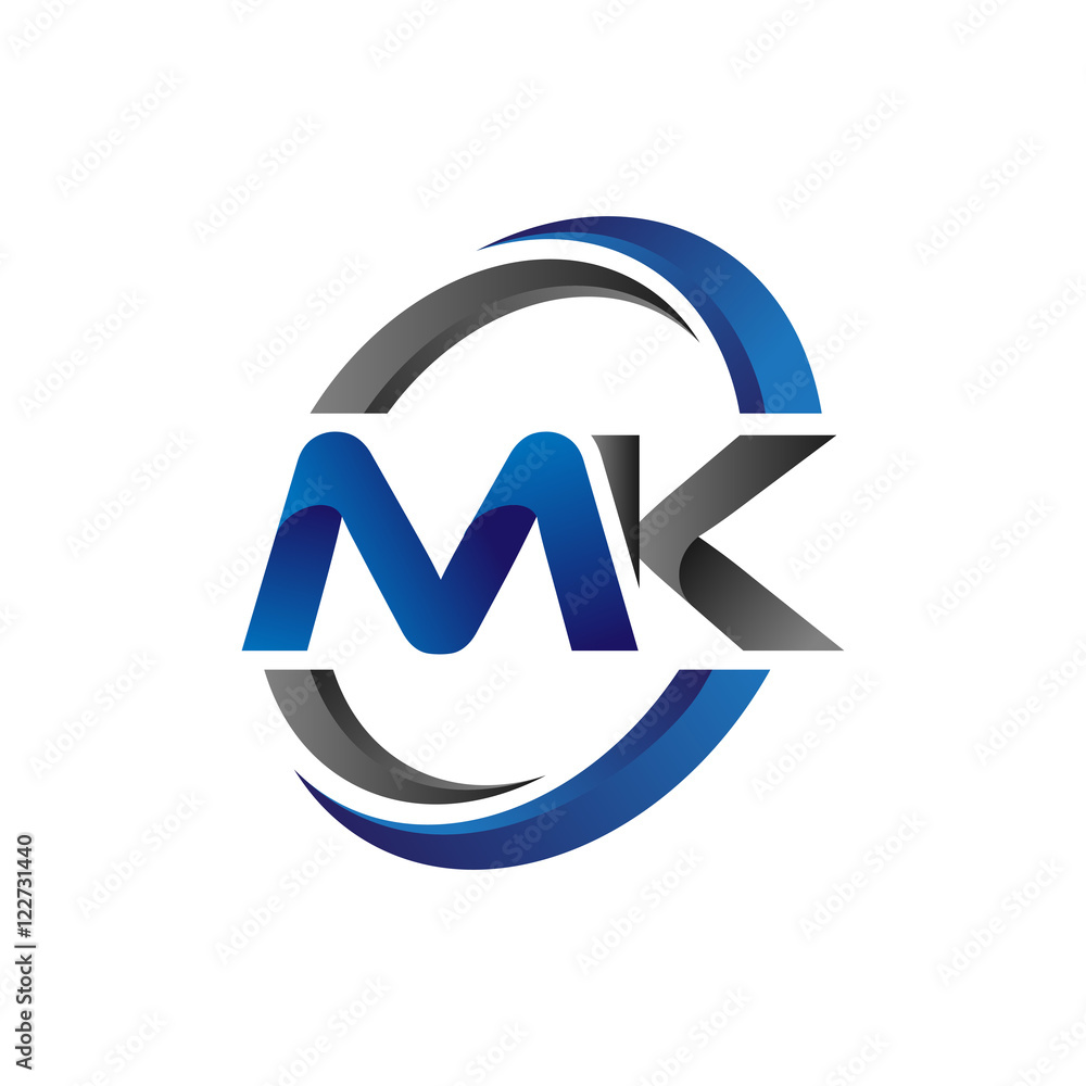Simple Modern Initial Logo Vector Circle Swoosh mk Stock Vector | Adobe ...