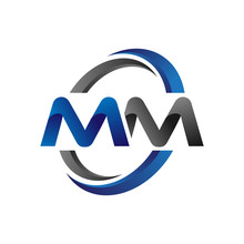 Simple Modern Initial Logo Vector Circle Swoosh Mm