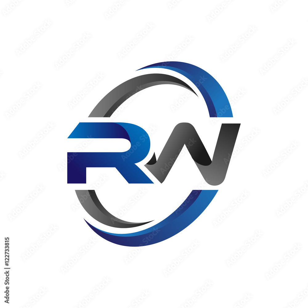 Simple Modern Initial Logo Vector Circle Swoosh rw Stock Vector | Adobe ...