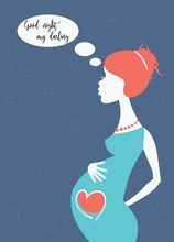 Silhouette Of Pregnant Woman With Thinking Bubble