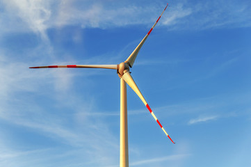 Wind turbine with blue sky nature concept