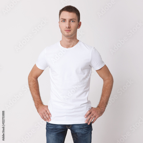 Download t-shirt design and people concept - close up of young man ...