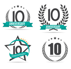 Wall Mural - Template Logo 10 Years Anniversary Set Vector Illustration