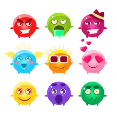 Canvas Print - Collection Of Spherical Character Emoji Icons