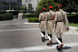 Fototapeta  - Evzones leaving the Constitution in Athens